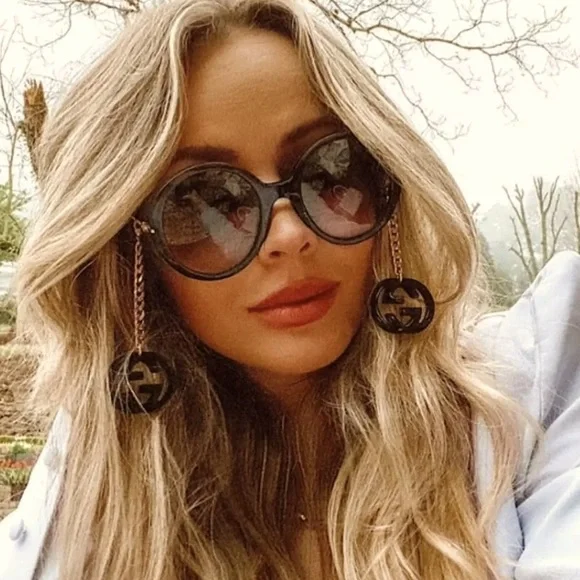 NWT GUCCI 56 mm Brown Multi Sunglasses with logo charms. - Picture 4 of 14